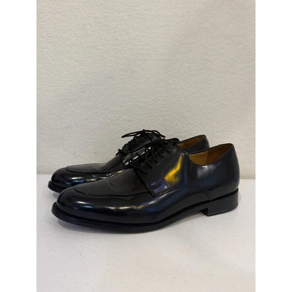 Cole Haan Leather Split Toe Stitched Oxfords  Men's Size 9.5 Black Shiny